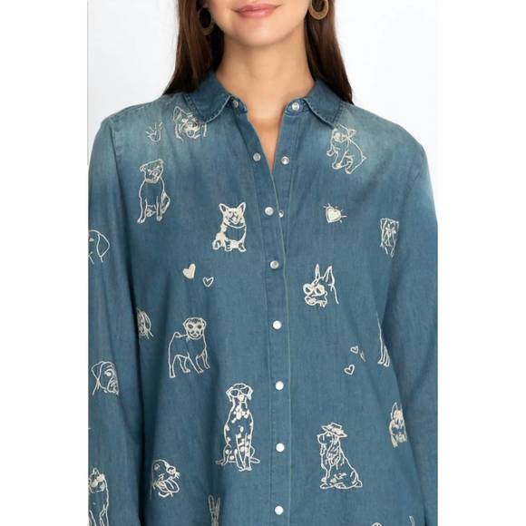 NEW JOHNNY WAS tippi button down shirt in denim blue - Picture 6 of 6